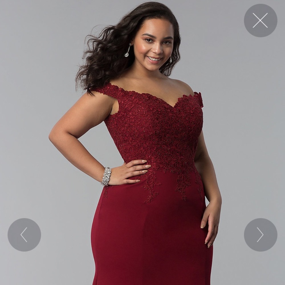 Red off the shoulder gown